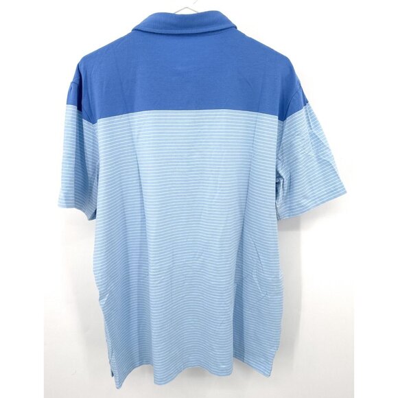 Peter Millar Seaside Wash Blue Polo Shirt Mens Sz L Striped Preppy Golf - Picture 3 of 4